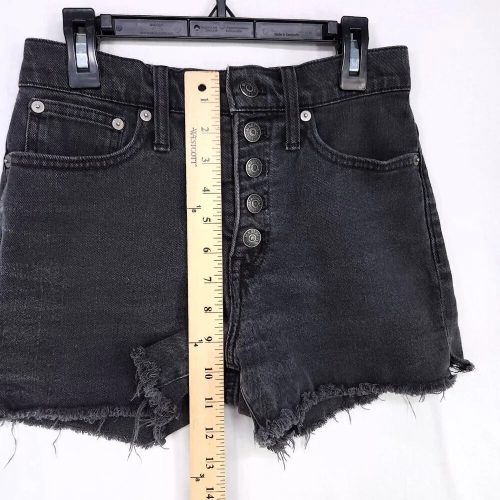 Madewell Denim Jean Shorts High Rise Womens Size 23 Cut Off Button Fly Black - Picture 7 of 10
